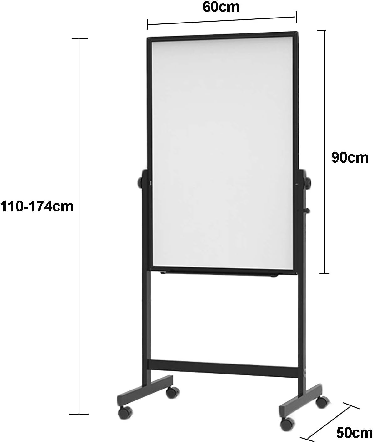 tablica mobilna magnetyczna dwustronna 360° odwracalna tablica suchościeralna stojąca sztaluga zwijana biała tablica - do domowego biura w klasie 60X90CM