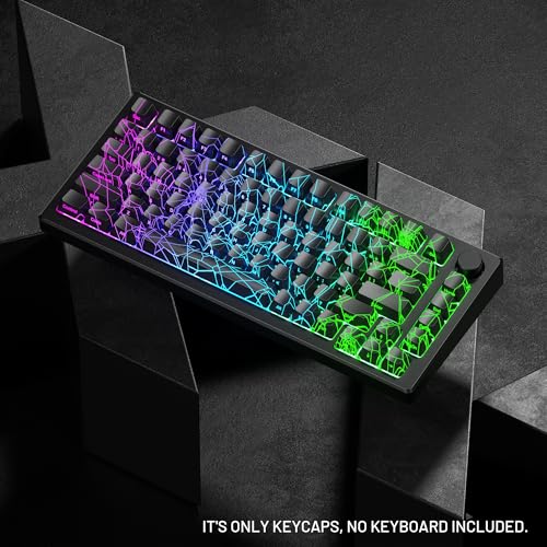 Image of HITIME x XVX Spider Web Keycaps 60 75 100 Percent - Shine Through Keycaps w /IMD Tech, for Mechanical Keyboards, Full 118 Key Set, OEM Profile, Lines Backlit, Side Printed - Black