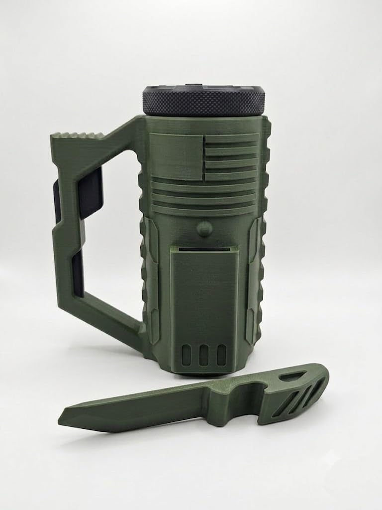 Modern Tactical Beer Bottle Insulator with Integrated Opener – Heavy Duty Rugged Can Cooler Mug for 11.2 oz Glass Bottles, Durable Skull Drink Holder for Tailgating, BBQ, Pool Parties
