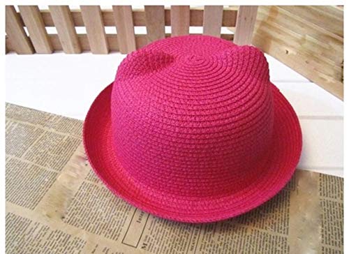 ZQLY Summer Baby Hat Cap Children Breathable Straw Hat Kids Boy Girls Hats Children's cat ears sunhat 516 (Color : HTO)