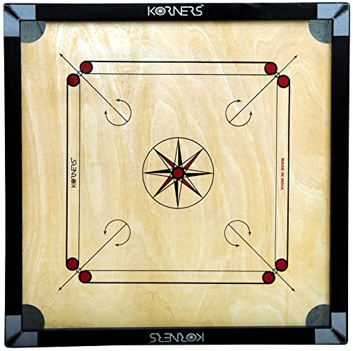 Image of KORNERS Carrom Board with Striker, Coins and Powder, Multicolor| (32 Inches Cut with Ludo)