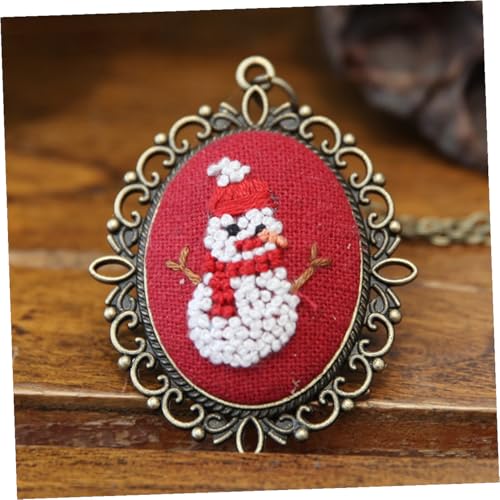 Kit de collar bordado DIY Mipcase con tela roja vintage para hacer bisutería artesanal en casa 7