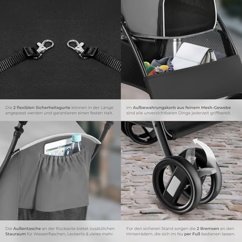 tectake® Transportwagen für Hunde, Katze, Haustiere, mit Sicherheitsleine, Hundewagen, Hundebuggy, Katzenwagen, Reisebuggy, Hundekinderwagen, Pet Stroller, Katzenbuggy, für Reise, Auto, Krankheit