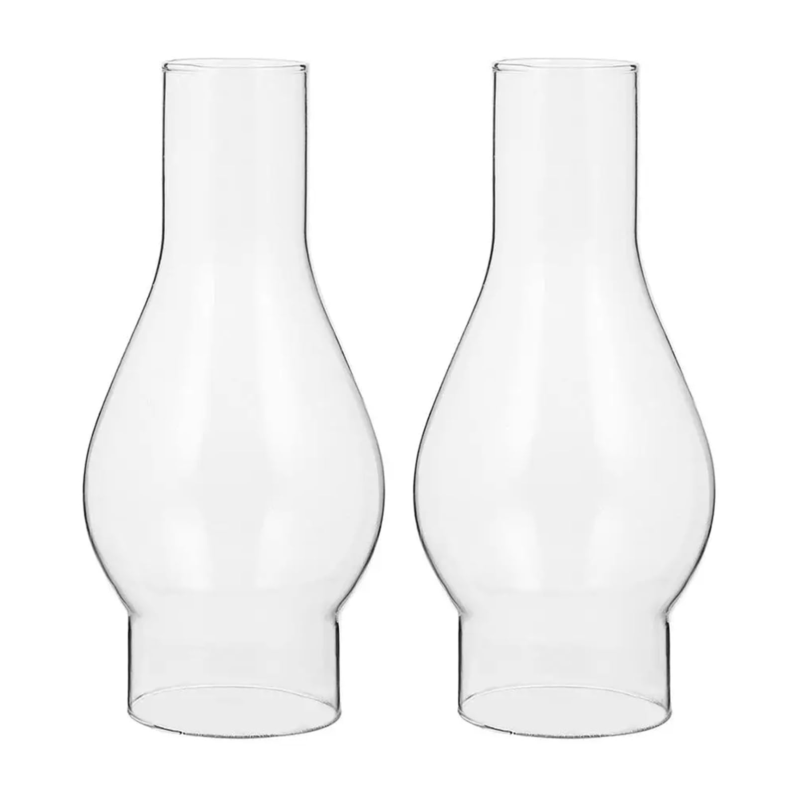 2 Pcs Clear Glass Kerosene Lampshade Replacement for Lamp with Chimney Windproof Retro Style Decorative Shade Transparent for Desktop Decoration