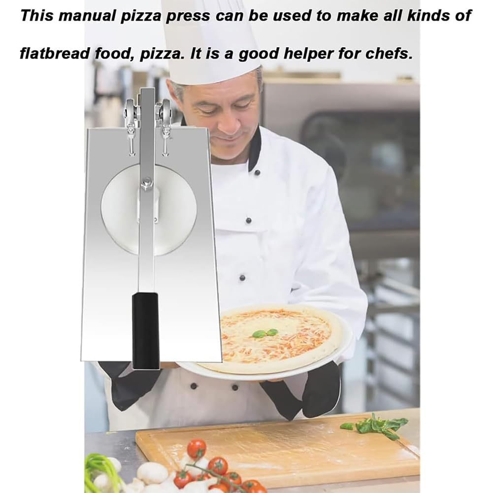 Komercyjna prasa do ciasta na pizzę, ręczna prasa do ciasta z regulowanym przedłużaczem, narzędzie kuchenne ze stali nierdzewnej do pizzy tortilla 20cm