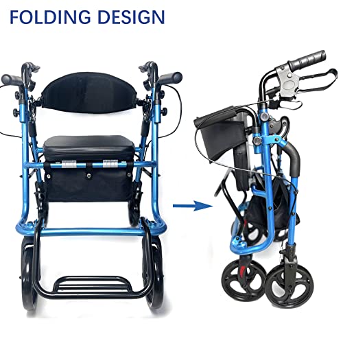 Unlicon Medical Rollator Walker With Fold Up & Removable Back Support & Padded Seat, Fold Lock Feature Wheels Rollator Walker With Double Armrests And Pedals #TOP4