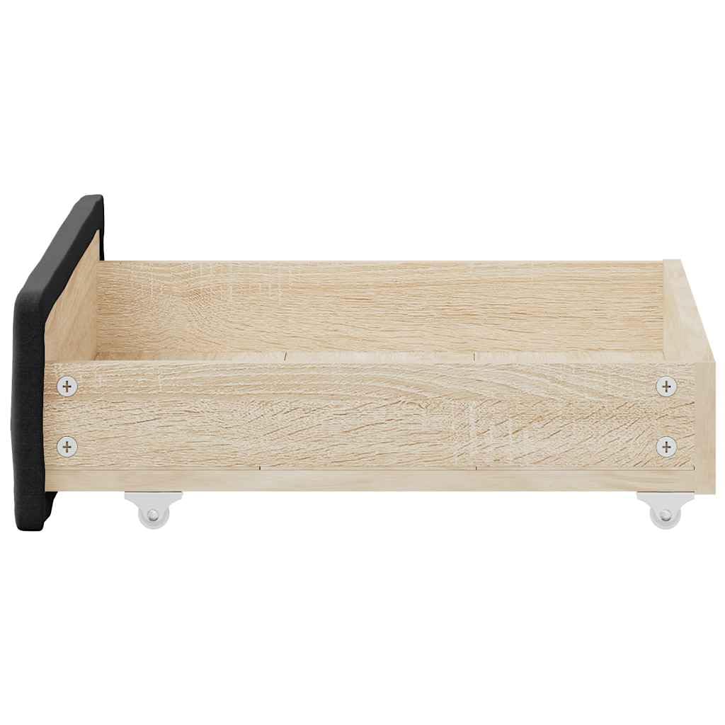 vidaXL Cassetti da Letto 2pz Neri in Legno Multistrato e Tessuto