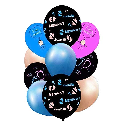 Kit de Balões, Happy Day, Chá Revelação, Pacote com 10 em Tamanhos Diferentes