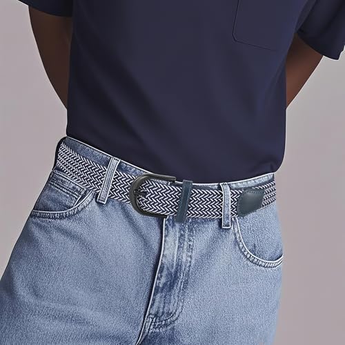 Image of Mile High Life | Braided Stretch Elastic Belts | Pin Oval Solid Black Belt Buckle | PU Loop End Tip Men /Women /Junior Belt