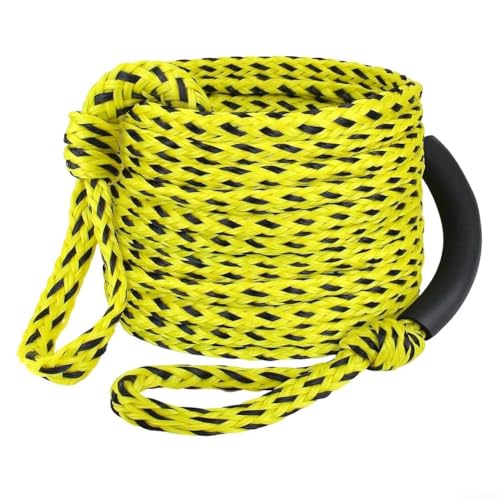 Fune da traino marina da 18,3 m, per tubi e attività acquatiche, supporta 3 piloti, design galleggiante per la sicurezza (giallo nero)
