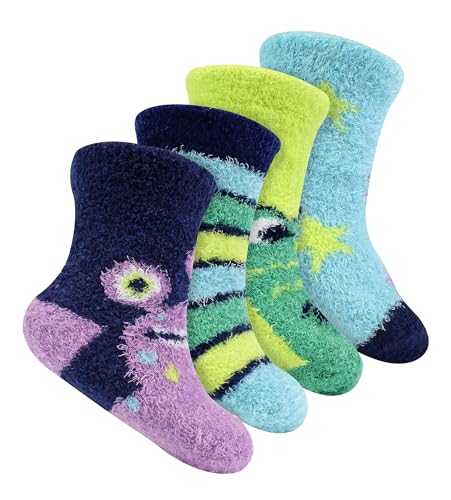 4 Pack Baby Boys Non Slip Socks | Sock Snob | Winter Cosy Socks for Toddlers