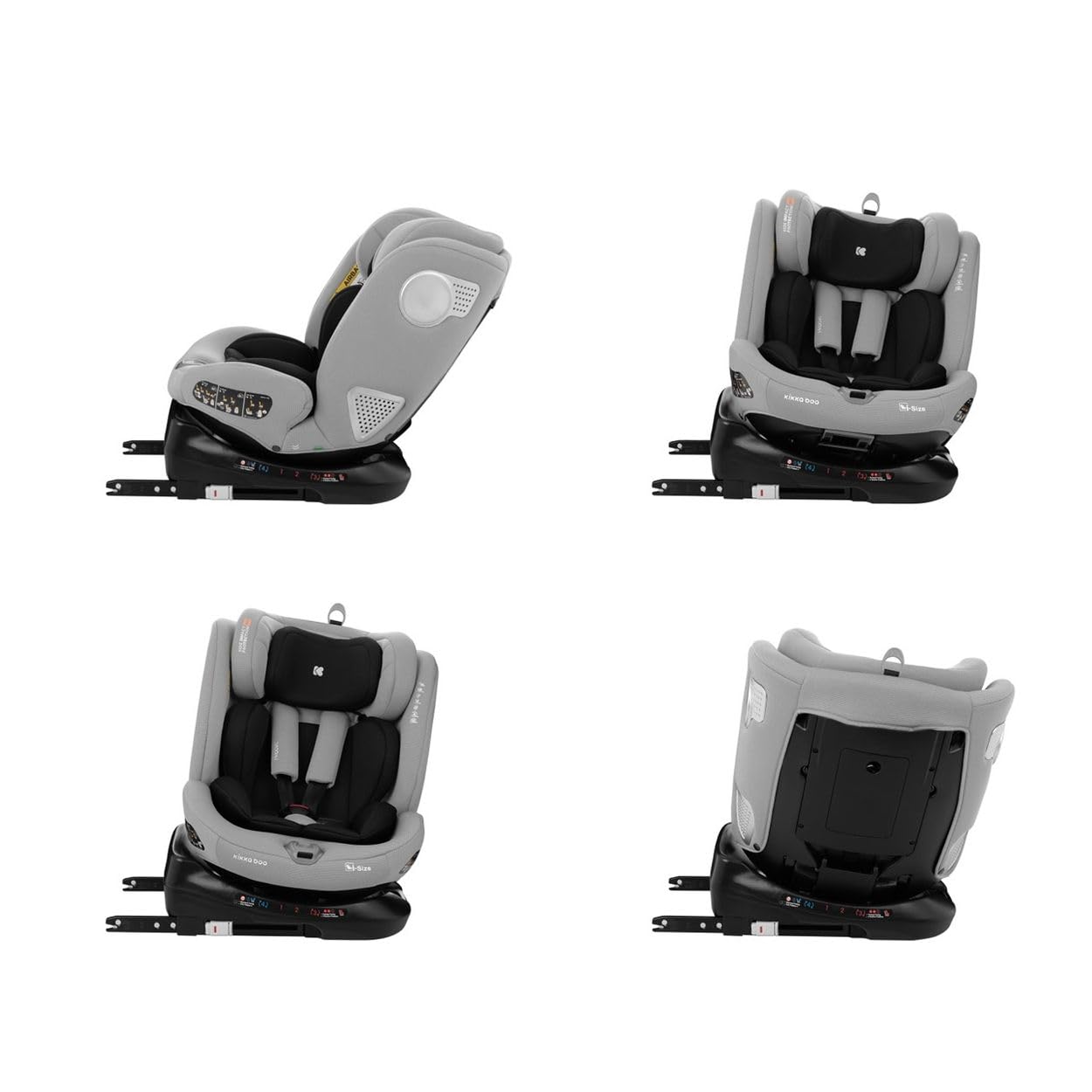 Kikkaboo, siège enfant i-Moove i-Size (40-150cm) Isofix rotation à 360 degrés, coloris:gris clair