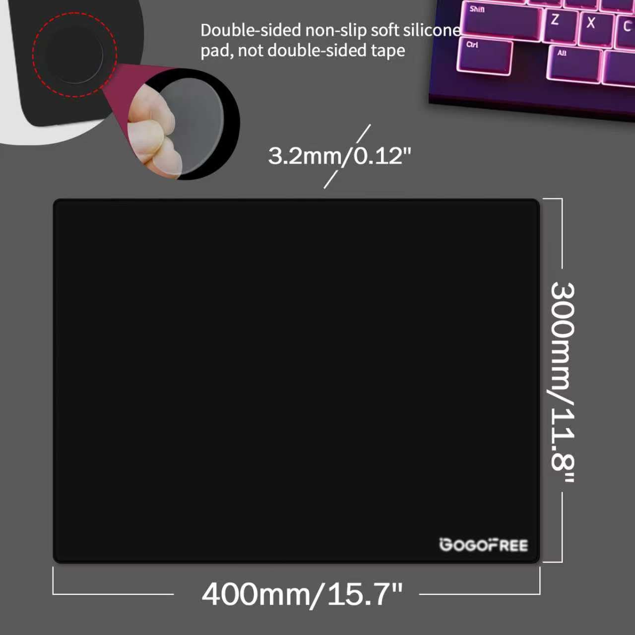 Tappetino per mouse in vetro con superficie rigida per gaming, ultra liscio, resistente all'acqua, grande tappetino per mouse con controllo di precisione della velocità per giochi Esport