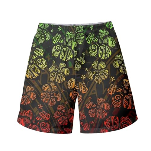 Polynesian Style Print Running Shorts for Men Gym Shorts Boho Clothes Polynesian Hibiscus Pattern Custom Beach Short2
