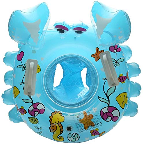 DAYONG Inflatable Float Baby Swimming Seat Water Pool Float for Kids Swim Ring with Crab Graphic (Blue)