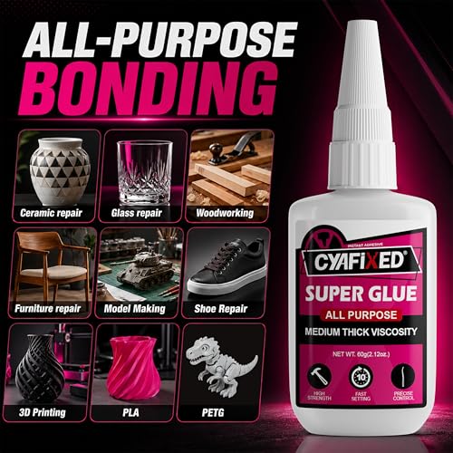 Image of Precise Control Super Glue Pro Kit 120 Gram, Instant Cyanoacrylate (CA) Glue with Anti-Clog Caps & Precision Microtips for Woodworking Crafts 3D Prints, Strong Repair for Ceramic Plastic Glass Shoe