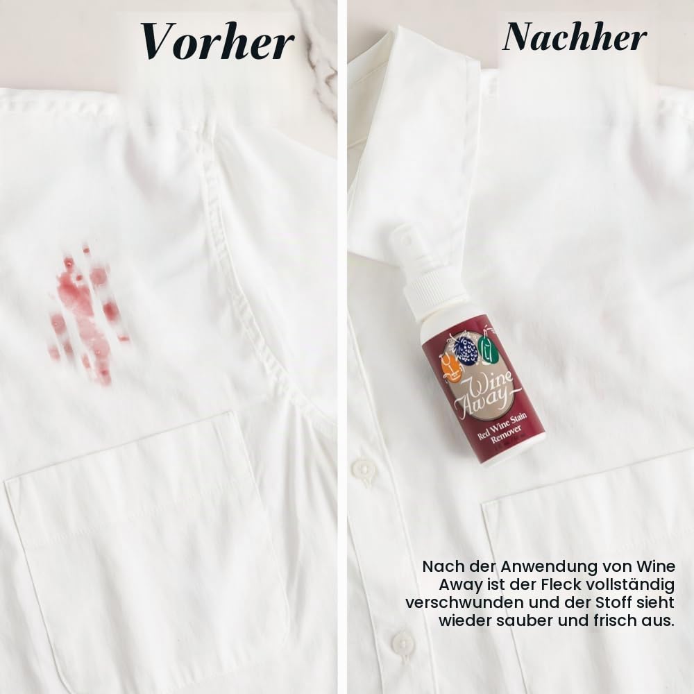 Wine Away Rotweinfleckenentferner, Spray und Waschen von Wäsche, um Flecken zu beseitigen, geruchsneutral, 57 ml, 2 Stück
