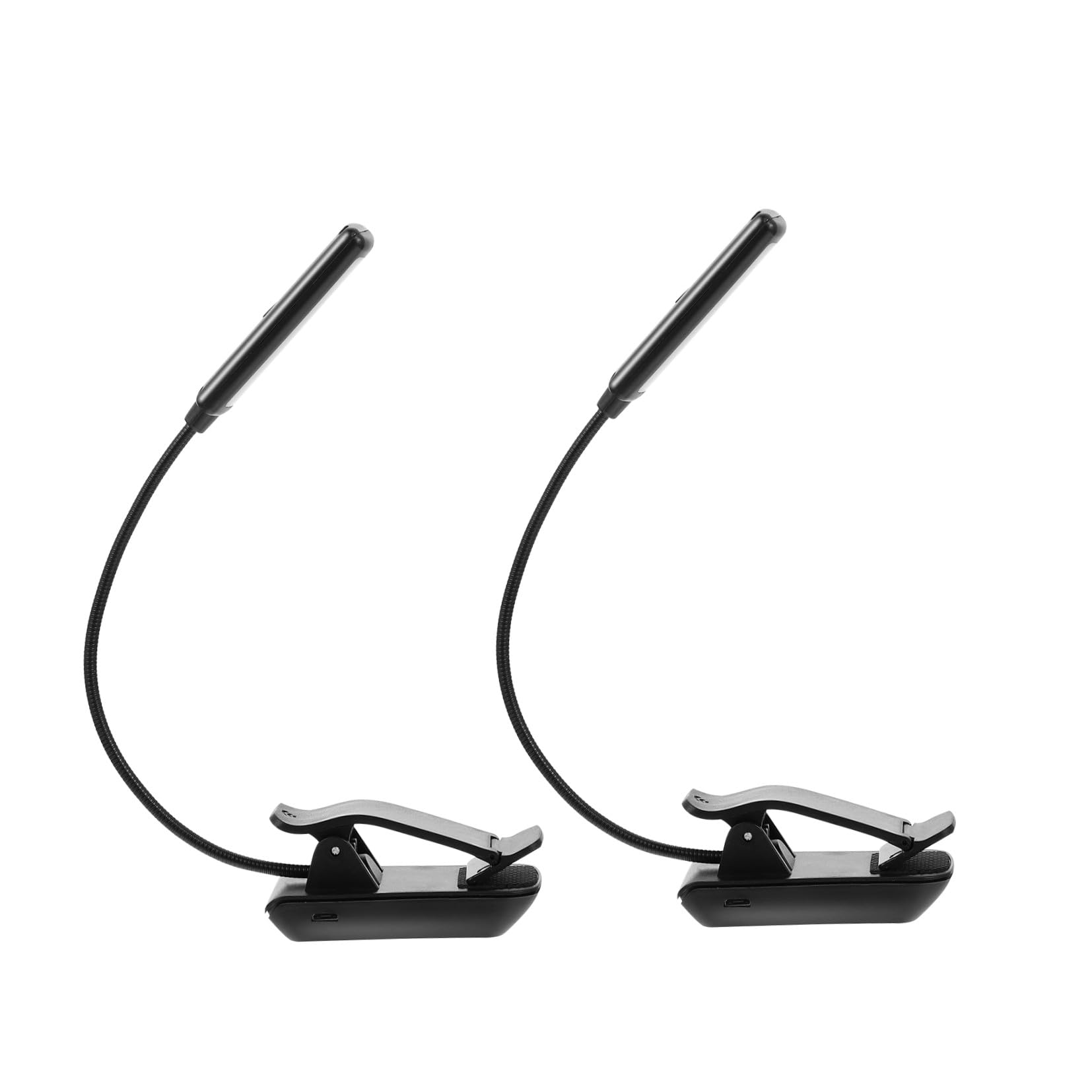 Hohopeti Lot de 2 Lampes de Lecture LED à Pince Noire, Rechargeables, Réglables sur 3 Niveaux de Luminosité, Lumière Douce pour Pupitre de Musique et Bureau, Lampe LED Multifonction