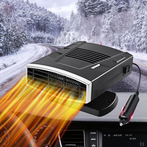 Mupkvy Autoheizung, 12V 200W Tragbarer Autoheizungsstecker für den Zigarettenanzünder, 2-in-1 Schnellheiz und Kühlfunktion, Windschutzscheiben Defroster, Fensterentfroster fürs Auto