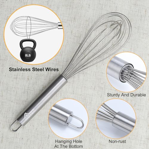 Hotec 4 Pieces Stainless Steel Whisks Set Wire Whisk Balloon Whisk Egg Beater Kitchen Utensils For Stirring thumb #6