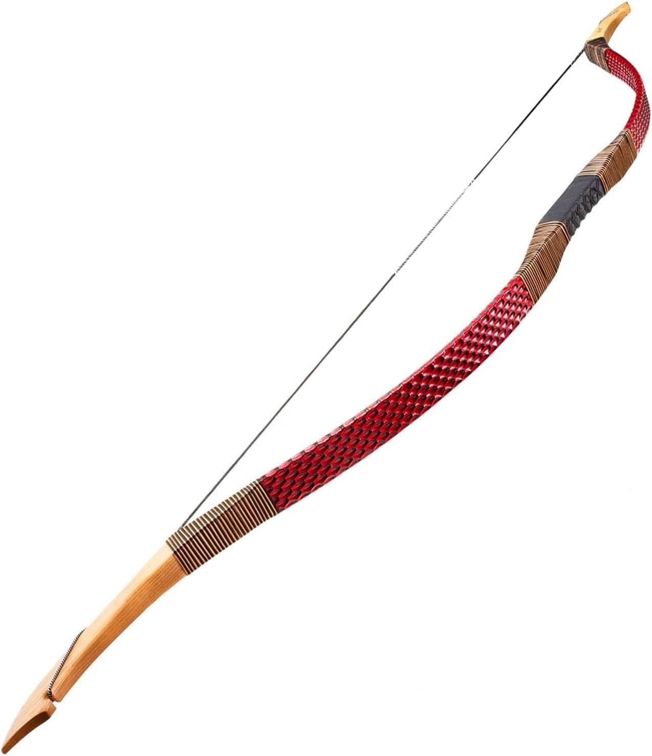 Traditional Handmade Longbow 52'' Recurve Bow Archery Wooden Bow Mongolian 35-50lbs Horsebow Adult Archery Bows (55lbs)