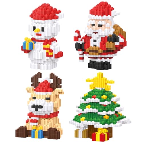 Image of 2023 Building Blocks Christmas Toys Sets 4 in 1 Micro Blocks Stacking Toy New Toys Holiday Present Box New Year Birthday Gifts for Kids 6-12 Years Old Girls and Boys (4IN1)