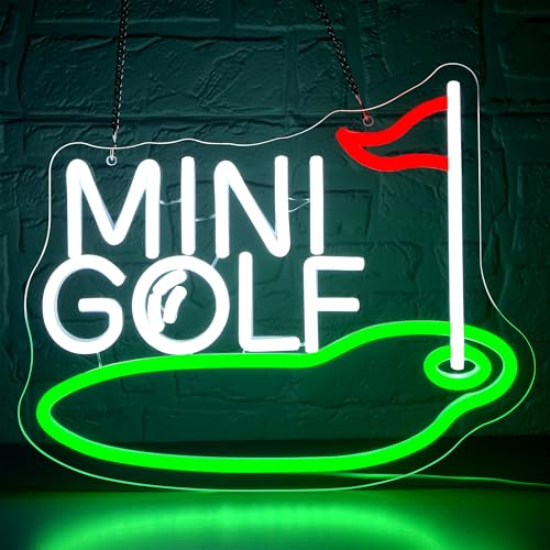 Mini Golf Neon Sign for Wall Decor Golf Neon Light for Man Cave Dimmable LED Light Up Sign for Course Gym Club Bedroom Office Park Party Club Decor Birthday Gifts Art Size12.9 * 10.6In(WZCP2