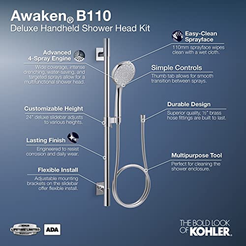 Set de regadera manual KOHLER Awaken B110 Deluxe miniatura 5
