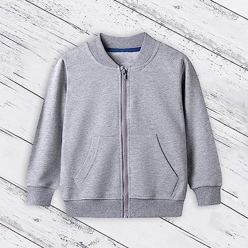 Toddler Kids Full Zip Fleece Hoodless Sweatshirt Long Sleeve Basic Classic Solid Plain Athletic Sport Joggers Jacket2
