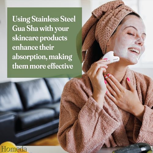 Image of Stainless Steel Gua Sha for Face,Guasha Stone for Face Massage Tool,Metal Gua Sha Stone,Gusha,Gaushala,Gosha for Men Yoga, Face Massager Tools for Women Skincare Facial Shaper (2 Piece Combo)