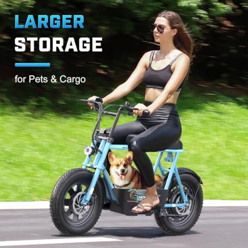 Image of Caroma Peak 1200W Electric Scooter with Seat, 16 inch Fat Tire Electric Dirt Bike, Max 30Miles Ranges, Top Speed 20Mph, Electric Motorcycle Mini Bike with Basket for Pets & Cargo, UL 2272 Certified