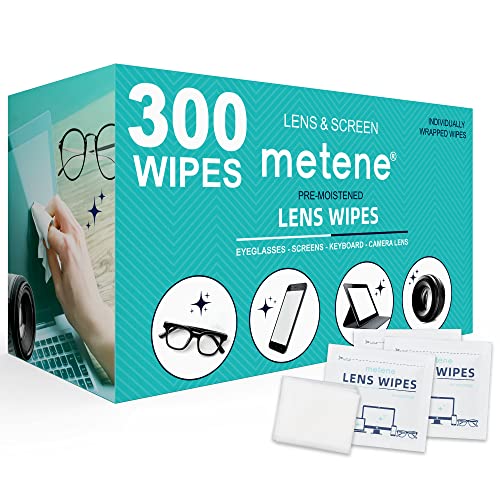 Metene Lens Cleaning Wipes, 300 PreMoistened Eyeglass Wipes