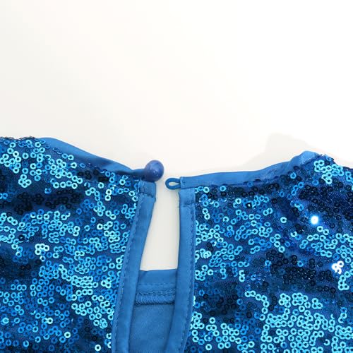 Image of Noomelfish Girls Short Sleeve Sequin Shirts Party Glitter Sparkly Tops Blouse (5-12 Years)