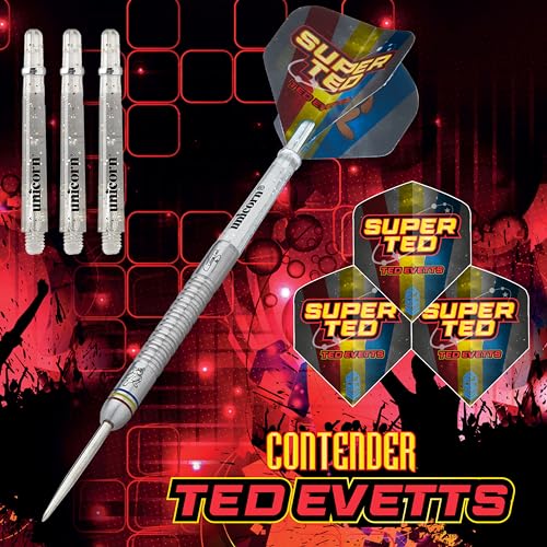 Unicorn Steel Tip Professional Darts Set, Red, Blue & Yellow, 23 g - Image 2