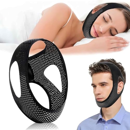 DOHUG Anti Schnarchen Kinnriemen, Schnarchstopper Anti Schnarchen, Kinnband Schlafapnoe, Stop Schnarch-Lösung, Hilfsmittel Gegen Schnarchgerät, Schwarz