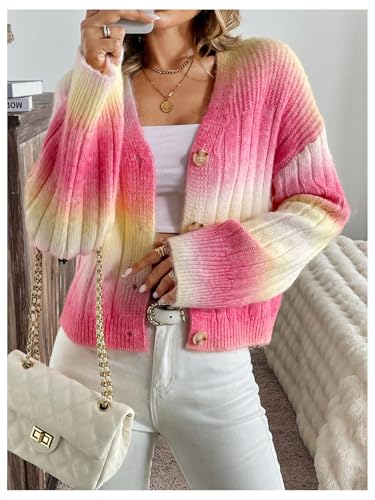 Image of MakeMeChic Women's Long Sleeve Drop Shoulder Thick Button Down Short Cardigan