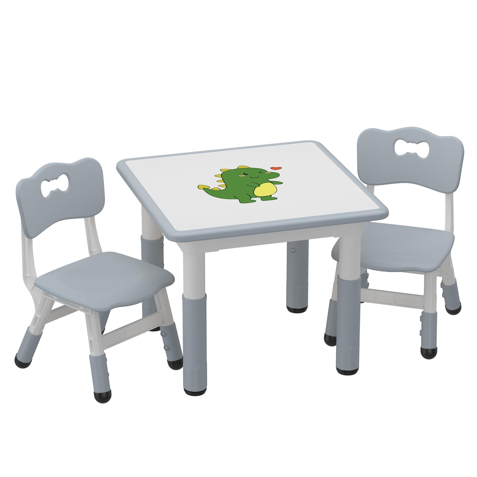 GAOMON Kids Table and 2 Chairs Set with Graffiti Desktop, Height Adjustable Toddler Table and Chairs Set for Reading, Drawing, Playing, Eating