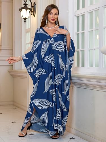 Image of KEYLORTING Plus Size Kaftan Dress Women, African Moo Moo Print Caftan, Batwing Dress, Beach Cover Up for Party and Loungewear