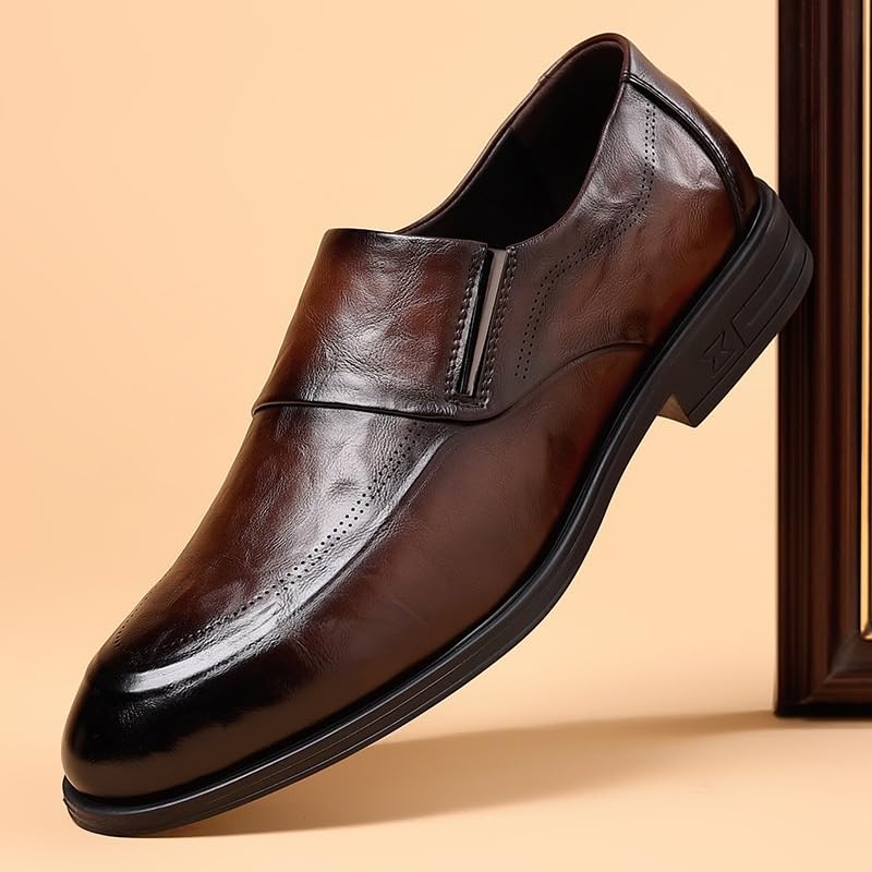 Men's Slip On Shoes Classic Formal Pointed Toe Business Oxfords Shoes Faux Patent Leather Dress Shoes for Men2