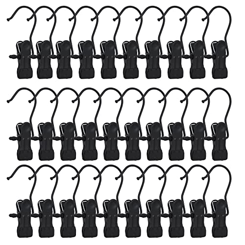 BEWISHOME 50 PCS Boot Hangers for Closet, Laundry Hooks with Clips, Boot Hanging Hold Clip, Clothes Pins, Space Saving Portable Travel Hangers Clip, Jeans, Tall Boots, Towel, Black FYC50B