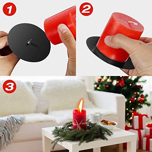 Aloeu 8 Pcs Wreath Candle Holder 8 Cm Candle Holder Metal Candle Holder Christmas Candle Plate With Spike Black thumb #1