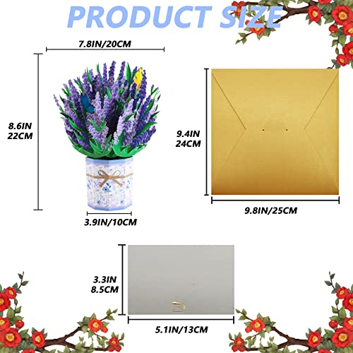 Lavender 3D Pop Up Card Greeting Card Bouquet Flowers, Anniversary Card, Birthday Card, Love Card, Valentine Cards, Thank You Card,For Mother's Day, Fathers Days, All Occasions，3.9 X 8.7” #TOP3