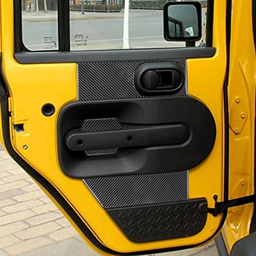 Real Premium Carbon Fiber Compatible with Wrangler 2007 2008 2009 2010 Accessories Car Rear Door Panel Cover Sticker Decal Interior Trim (Black)