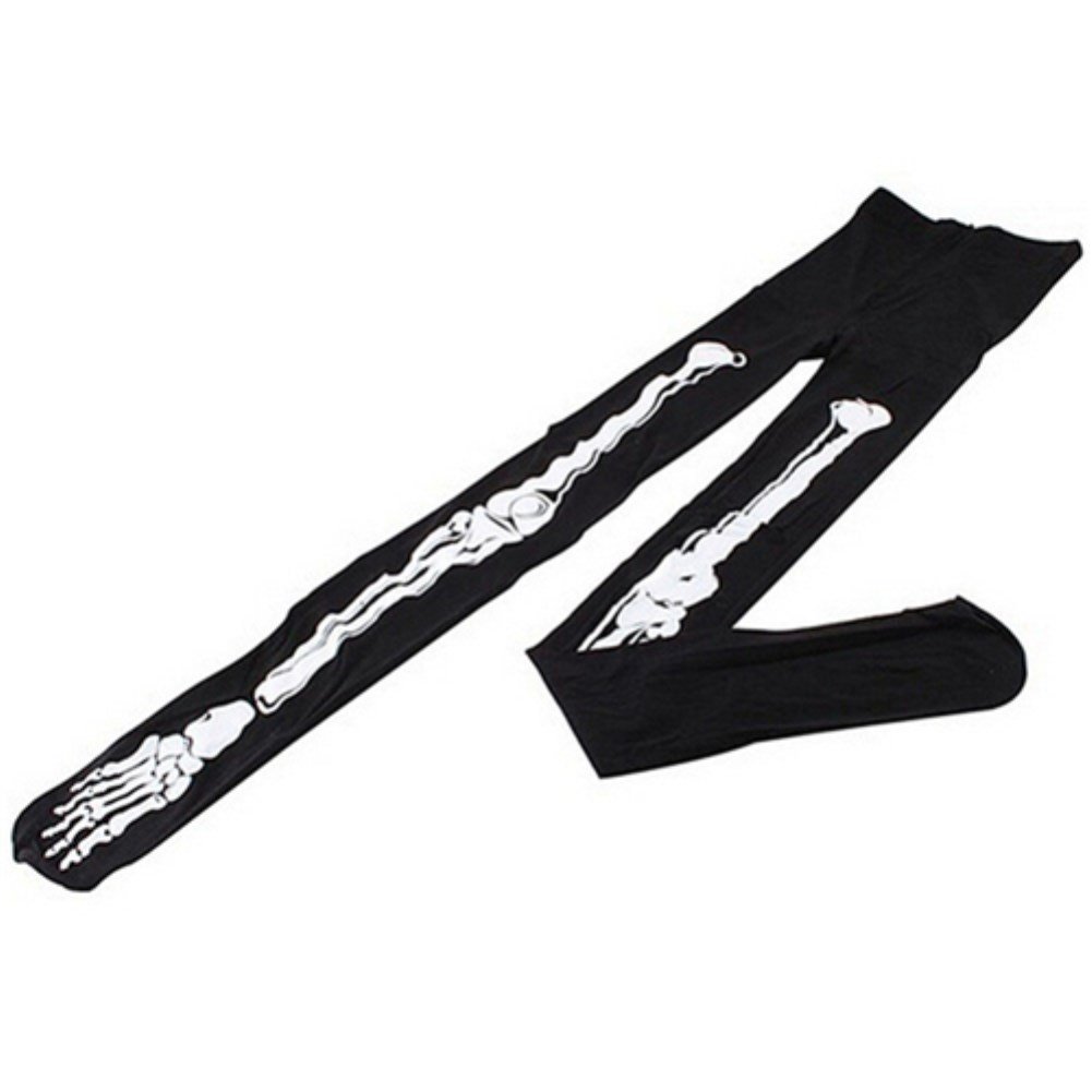 AOXIANG Women's Skeleton Tattoo Pantyhose Fashion Stove pipe Skull Terror Scary Stocking 3D Skeleton Bone Print Tights