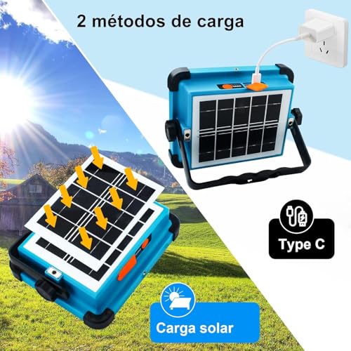 Image of OUILA Solar Rechargeable LED Light with Power Bank & USB Charging | Portable Emergency Solar Lamp for Outdoor, Camping, Home & Travel (Solar Light-Blue)