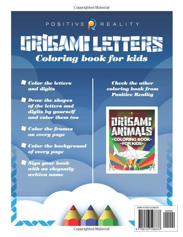 Origami Letters Coloring Book For Kids: Stress Relieving And Skills Training In Drawing Shapes And Precise Coloring image 3