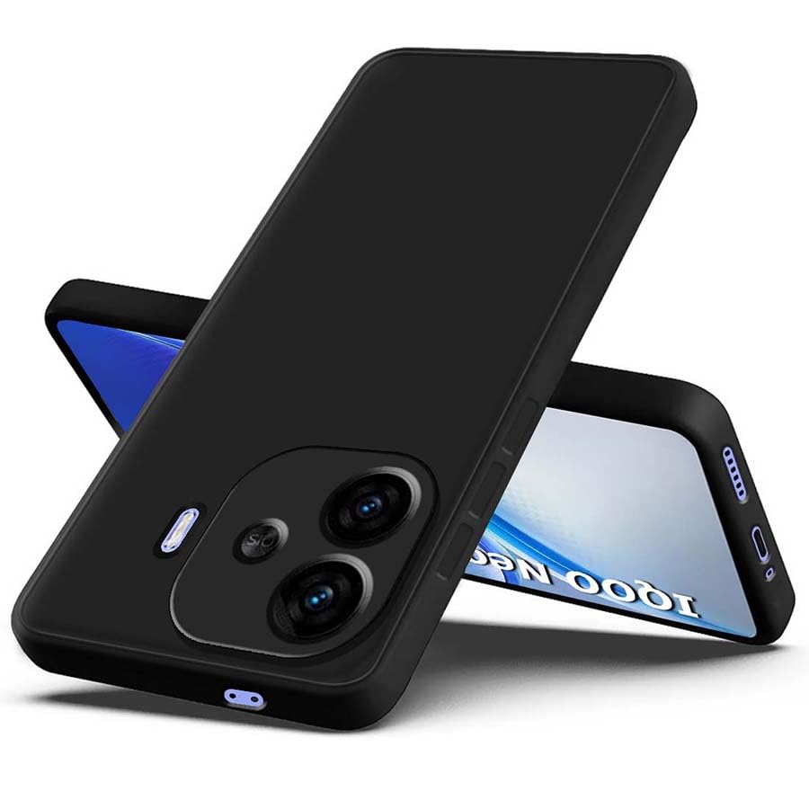 Image of Fashionury Liquid Silicon Back Cover for iQOO Neo 10R 5G | Camera Protection | Inner Velvet Fabric | Anti-Fingerprint | Ultra Slim Case (Black)