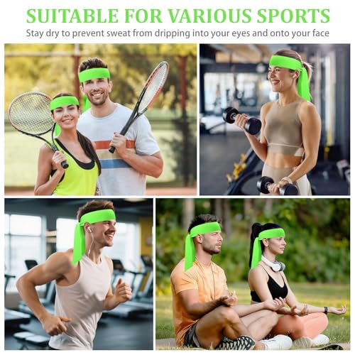 Image of ONUPGO 18Pcs Head Ties for Men Women, Adjustable Headbands Sports Sweatband Ninja Ties Head Band, Sweat Wicking Workout Headband for Sports, Running, Tennis, Yoga, Soccer, Karate