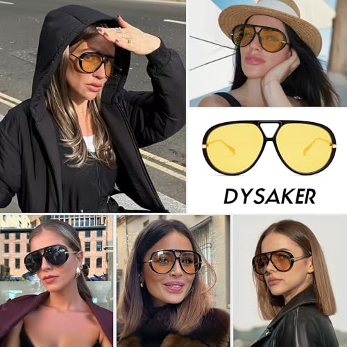 Oversized Aviator Sunglasses for Women Men, Trendy Retro Round Sun Glasses Vintage Shield Shades UV Protection2