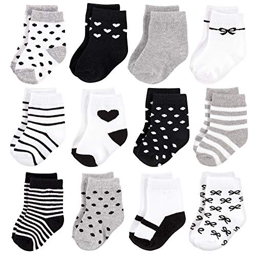 Image of Hudson Baby baby-girls Cotton Rich Newborn and Terry Socks